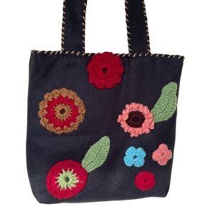 Batooli Tote Bag black with crochet